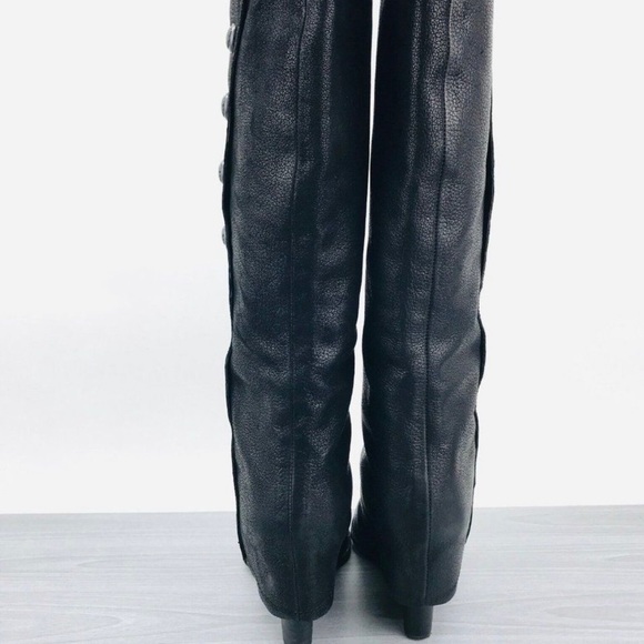 Vince Camuto Almay Womens Size 8 B Wedge Knee High Leather Boots Cuff Buttons - Picture 7 of 10